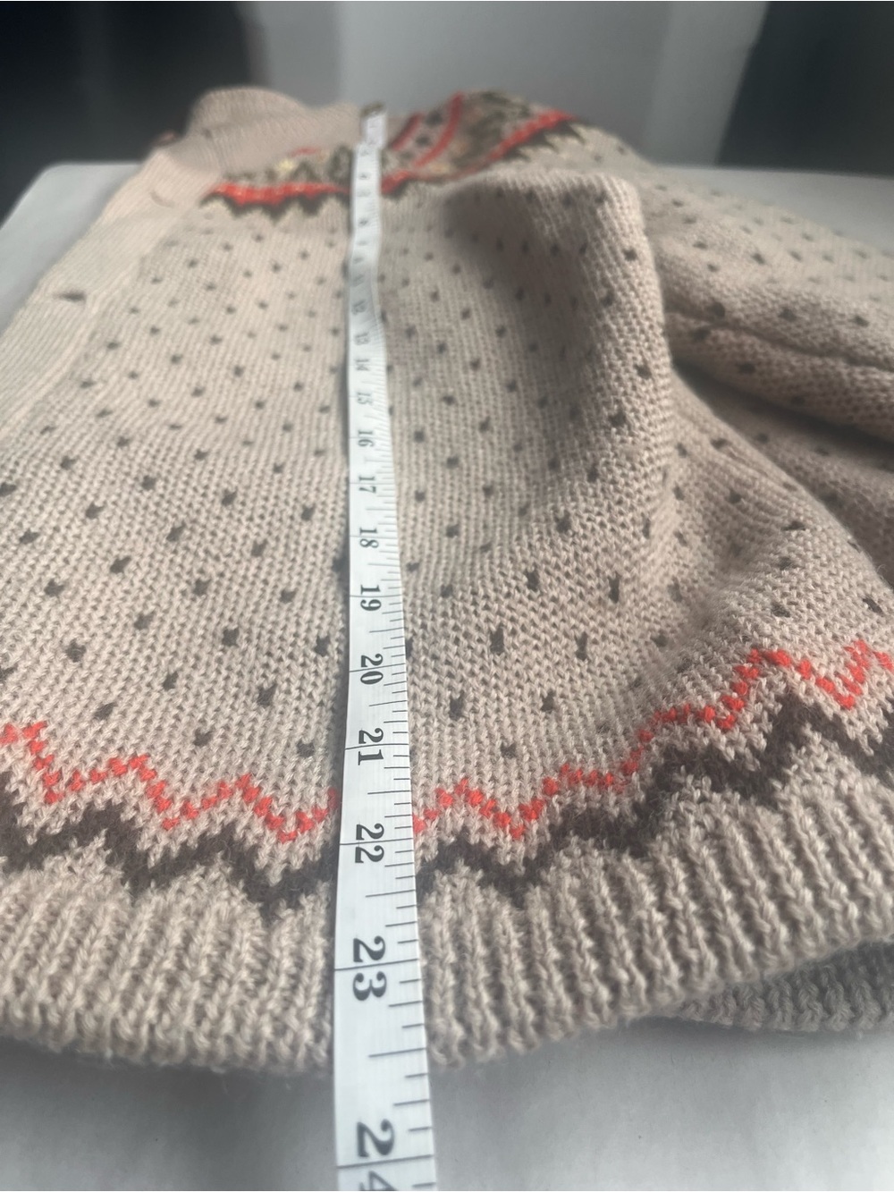 Women's Unbranded Wool Beige Fair Isle Button-Front Cardigan Cottagecore - Picture 10 of 13